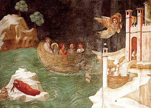 El desembarco de santa Magdalena en Marsella - Iglesia inferior de San Francisco, Asís (1310)