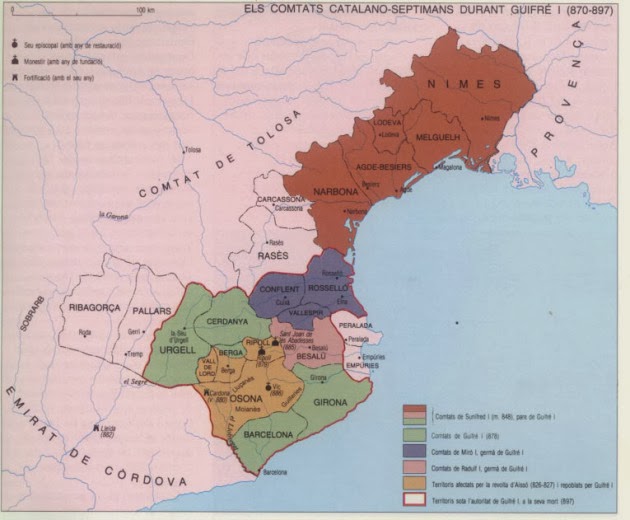 Condados Catalanes en época de Guifré el Pilós